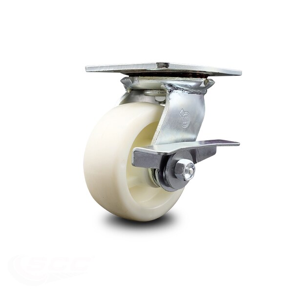 5 Inch Heavy Duty Nylon Caster with Roller Bearing and Brake